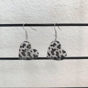 Cow print heart earrings